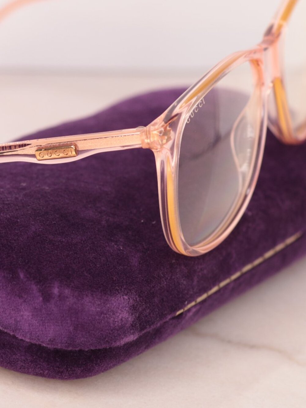 NWT Authentic Gucci transparent pink crystal eyeglasses frames